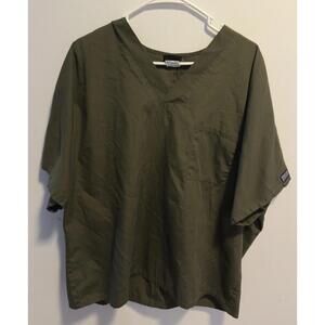 Cherokee Workwear Olive Scrub Top, Size XL Nurse Kitchen Hospital Work Clothes